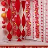 Set de Decoración de Habitación de Boda para el Dormitorio de la Novia y Cortinas para la Sala de Estar, Tira Larga para Casa Nueva con Palabras Felices Decoración, Guirnalda de Origami Corrugado para Boda