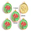 Colgante de Aleación de Esmalte Colorido Estilo Pintura al Óleo Flor de Lirio y Tulipán Charms Decorativos para Pulsera Collar DIY W662