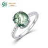 Anel de musgo verde em forma de ovo simples especial transfronteiriço moda feminina popular S925 anel de ágata de grama de água de prata esterlina atacado