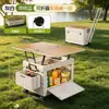 Caja de Almacenamiento para Maletero Exterior de Gran Capacidad Mesa Caja Plegable Multifuncional Integrada para Acampada en Coche Qimiao