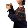 Suéter de punto Fairisland Jacquard de Mohair para mujer Otoño e Invierno Navidad Estilo Coreano Holgado Top Perezoso