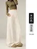 Pantalones de Lana de Acetato Color Café Pierna Microancha para Mujer Otoño/Invierno 2026 Nuevo Cintura Elástica Oculta Grasa Rectos Casuales Largos