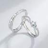 Anillos de Pareja de Diamantes Cruzados Mar Estelar, Unisex, Anillos de Moda con Combinación de Colores de Vidrio, Regalo de Cumpleaños