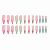 WM-446 Unhas Postiças Longas Pontiagudas Sexy com Estampa de Leopardo, Estilo Francês com Flores, 24 Peças de Unhas Usáveis Atacado
