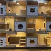 Gabinete Jaula para Gatos Gabinete de Cría de Gatos Habitación de Alojamiento para Gatos Villa para Gatos Madera Maciza Tienda de Mascotas Gabinete de Exhibición para Jaulas de Gatos Casa para Gatos de Tres Niveles