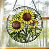 Vitral Girassol Pegador de Sol, Decoração Redonda para Pendurar na Janela, Exclusivamente para Vendas Transfronteiriças, Ornamento para Pendurar no Jardim