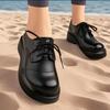 Mocassins para Mulheres 2025 Outono Sapatos Femininos Estilo Britânico Sapatos de Couro Pequenos Sola Grossa Moda Versátil Sola Macia Sapatilhas Sapatos Casuais Femininos