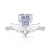 Anillo de Alas de Ángel con Forma de Corazón Cortado Flor de Hielo de Piedra Preciosa de Color de Venta Caliente en Transmisión en Vivo, Anillo de Alas con Forma de Corazón de Diamante de Alto Carbono Galvanizado en Oro Real