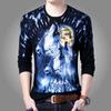 Camiseta de manga larga para hombre de primavera y otoño, camisa con estampado 3D de dragón chino, ropa juvenil de otoño, camisa de hombre de talla grande, moda ajustada