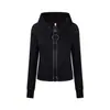Sudadera con capucha de cremallera grande de diseño vanguardista estilo retro americano para hombre y mujer, chaqueta versátil de otoño ajustada con cintura fruncida, top de manga larga