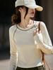 Camiseta Básica de Cuello Redondo Ajustada Adelgazante para Mujer, Manga Larga de Otoño e Invierno, Versátil Tejida Adelgazante al por Mayor