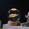 Bola de Cristal Galaxia Creativa Transfronteriza Grabada con Láser 3D Luz Nocturna Luminosa Adorno de Escritorio Base de Madera Regalo de Cumpleaños