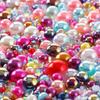 Perlas de ABS de Alto Brillo Coloridas Galvanizadas de Media Ronda Mezcladas con Pedrería de Resina 3-10 mm Perlas de ABS de Venta Caliente en Amazon Joyería DIY