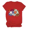Nova Moda Verão Feminina Camiseta Mama Estampa Floral Estilosa Versátil Manga Curta Comércio Exterior