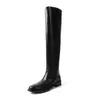 Botas de Cuero de Vacuno para Otoño 2026, que Realzan las Piernas, Punta Redonda, Tacón Bajo, Altas hasta la Rodilla, Caña Ancha, Adelgazantes, Apiladas, Botas de Jinete, Botas Largas Negras para Mujer