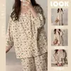 Rojo de Red Nuevo Color Pijama para Perro Pequeño Conjunto de Manga Larga y Pantalón Largo para Mujer Primavera y Otoño Dibujos Animados de Alto Valor Ropa de Casa