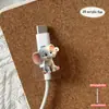 Protector de cable de datos acrílico 2D, previene la rotura, presenta diseños de animales de dibujos animados, cable de datos para teléfono Tipo-C, para ventas transfronterizas