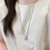Collar Largo Ajustable con Colgante de Gota de Agua Plateada para Mujer, Sencillo y Lujoso, Cadena de Cuello de Alta Gama, Accesorio Versátil y Elegante