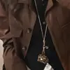 Billetera Compacta para Monedas con Estampado de Leopardo, Collar, Colgante Cubierta para Auriculares de Mujer, Cuerda de Cuero, Cadena Larga para Suéter, Bolsa de Almacenamiento, Accesorios