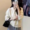 Cardigan de Tricô com Capuz de Manga Longa Estilo Coreano Retrô Estilo Preguiçoso Outono e Inverno Novo Design Solto de Cor Sólida Jaqueta Suéter