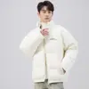 Nueva Chaqueta de Plumón Blanca de Invierno para Hombre, Corte Holgado, Talla Grande, Marca de Moda, Engrosada, Cálida, Cuello Alto, Abrigo Casual, Moderno