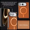 Adequado para capa de celular iPhone Duo, carregamento sem fio, MagSafe, suporte de carro, capa flip magnética, capa protetora dobrável de couro