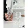 Copo Vertical com Padrão de Atmosfera Exquisita Vintage para Coquetel Copo Alto Estilo Europeu Copo de Saquê Copo de Vinho Branco Copinho de Shot