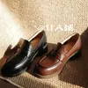 Mocasines de Tacón Grueso de Cuero Genuino de Alta Calidad para Mujer, Nuevo Modelo Primavera/Verano 2026, Zapatos de Cuero JK Versátiles Ultra Silenciosos