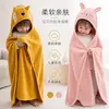Toalha de banho tipo poncho com capuz para crianças em puro algodão, roupão de banho vestível para bebê, manta macia e absorvente com desenhos, fornecimento transfronteiriço