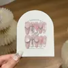 Reverso Coração Pêssego Doce e Sedutor Estilo Glitter Fino Francês Rosa Claro Olho de Gato Aquoso Coração Cromado Unhas Postiças Adornadas com Strass