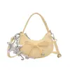 Bolso de Mano para Niña Fresco y Dulce con Lazo, Bolso de Hombro Pequeño Mini para Niños, Nuevo Elegante Bolso de Media Luna de Celebridad de Internet