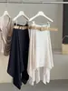 Saia irregular de algodão e linho em linha A para mulheres, cintura alta de verão, fluida, casual, versátil, elegante saia guarda-chuva, saia midi fashion