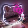 Espejo de Dibujos Animados Luz de Neón Dormitorio Maquillaje Luz Decorativa Hello Kitty Espejo Acrílico Gato Kt Espejo Iluminado con LED