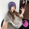 Maoning Estilo Coreano Primavera Novo Look Emagrecedor Gola Semicircular Tricotado Casual Estilo Simples Suéter Tricotado para Mulheres Cor Pura Mangas Curtas
