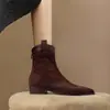 Botines Elegantes de Tacón Grueso con Punta Aguda Retro Mate Franceses para Mujer, Nuevos Botines de Tacón Bajo Otoño e Invierno 2026