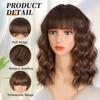 Pelucas Estilo Europeo y Americano, Cabello Rizado de Longitud Media para Mujer, con Flequillo, Patrón de Ola Oceánica, Peluca Completa de Moda, Exclusivamente para Comercio Exterior Transfronterizo, Fuente Directa
