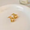 Cor Dourada ~ Brincos Geométricos de Feijão, Luxo Acessível de Nicho, Brincos de Alta Qualidade, Versátil, Joia de Orelha Fashion e Simples