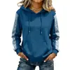 2026 Nueva Sudadera con Capucha Patchwork Transfronteriza de Amazon, Suéter de Manga Larga Holgado, Top con Bolsillo para Mujer, Chaqueta Casual
