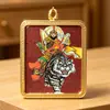 Tangka Retro Taoísta Pintado a Ouro com Cinábrio Deus da Riqueza Zhao Gongming Zhong Kui Zhang Tianshi Três Puras Bagua Taiji Buda Pingente Amuleto