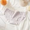 Cueca de algodão feminina doce jacquard virilha de algodão confortável cintura média envolto em quadril macaron cor menina cuecas