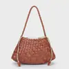Bolso de Hombro Cruzado Tejido de PU Estilo Coreano para Mujer, Temporada Primavera y Verano, Moderno y Popular, Versátil