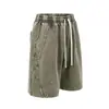 Shorts Casuais Masculinos Vintage da Moda, Shorts de Verão Resistentes, Shorts Retro Americano Lavado Tingido com Cera, Shorts Masculinos