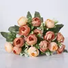 15 Flores de Camélia e Peônia, Pequeno Buquê de Peônias tipo Botão Estilo Coreano, Arranjo de Flores para Decoração de Casa Estilo Pastoral
