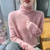 Suéter de Cachemira Listo para Usar de Primera Línea Otoño e Invierno Nuevo para Mujer Cuello de Pila Texturizado Color Sólido Simple Delgado Camiseta de Punto de Lana
