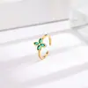 Anel Aberto de Aço Titânio Colorido Popular Transfronteiriço com Cravação de Diamantes para Mulheres, Design de Nicho Vintage que Não Desbota, Anel Simples e Fashion
