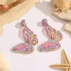 Pendientes Florales Grandes de Rafia Estilo Vacacional Junto al Mar Populares de Lujo Ligero Pendientes de Estrella de Mar Pendientes Elegantes de Nicho