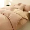Conjunto de Roupa de Cama Simples de Algodão Puro Quatro Peças Universal para Todas as Estações Lençol de Cama 100% Algodão Lençol com Elástico Capa de Edredom Conjunto de Roupa de Cama para Dormitório Três Peças
