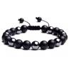 Joias Amazonita hematita obsidiana fosca pulseira masculina trançada vintage pulseira de pedra vulcânica atacado explosão