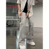 Jeans Grises Micro-Campana para Hombre 2026 Verano Juvenil Calle Americana Pantalones Rectos Casuales Largos Hombre