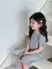 Conjunto de Ropa de Casa Acanalada para Niños, Estilo Verano, Pijama de Manga Corta para Niñas, Delgado y Usable Afuera, Estilo Simple Japonés Ropa para Aire Acondicionado